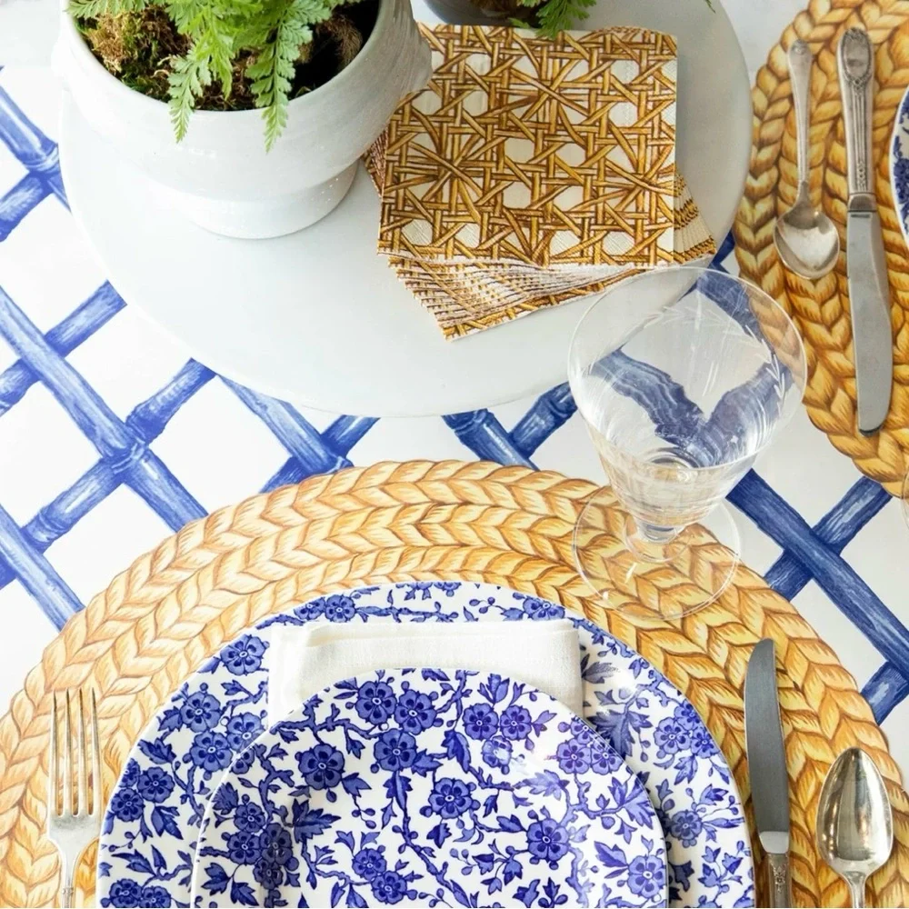 Hester & Cook Blue Bamboo Paper Table Runner, 25 Feet